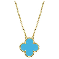 [Luckin Jewelry]CLOVER 15MM VINTAGE TURQUOISE NECKLACE