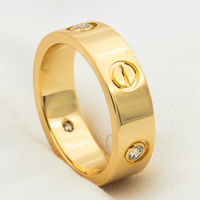 [Luckin Jewelry]LOVE RING 5.5MM 3 DIAMONDS PINK GOLD