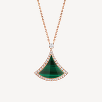 [Luckin Jewelry]DREAM MALACHITE DIAMOND PAVED PINK GOLD NECKLACE
