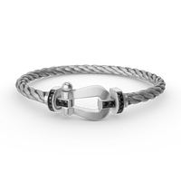[Luckin Jewelry]FORCE LARGE HORSESHOE BLACK DIAMOND BRACELET SILVER