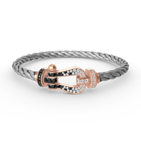 [Luckin Jewelry]FORCE LARGE HORSESHOE BLACK WHITE DIAMOND BRACELET ROSE GOLD