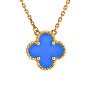 [Luckin Jewelry]CLOVER 15MM BLUE AGATE NECKLACE