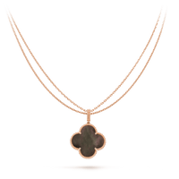 [Luckin Jewelry]CLOVER 25MM GOLD DARK MOP BIG CLOVER NECKLACE