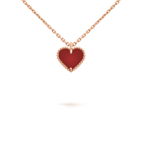 [Luckin Jewelry]SWEET CLOVER CARNELIAN HEART NECKLACE