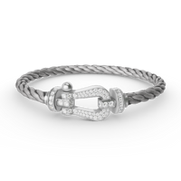 [Luckin Jewelry]FORCE LARGE HORSESHOE FULL DIAMOND BRACELET SILVER